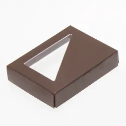 6 Choc Gloss Brown Folding Lid with Triangular Window